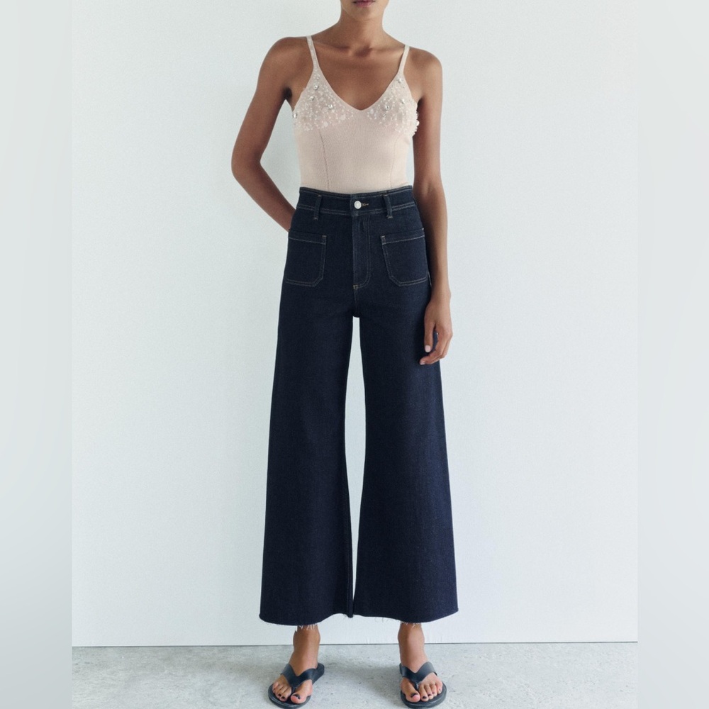 Zara ZW Collection High Waist Marine Straight Pocket Jean